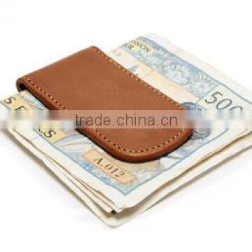 Vegetable tanned Italian leather super slim magnetic money clip