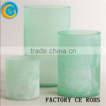 Frost Paragon Candle Lamp / Glass Votive Holder Green / Hurricane Candleholders For Wedding Gift