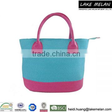 100%Paper Bag (Straw Bag) In Blue/Rose-carmine