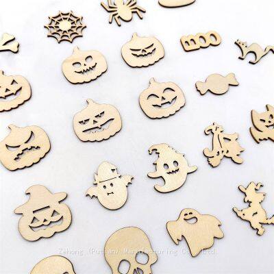 Halloween wooden small hanging sign creative wooden crafts Halloween hollow decorative pendant