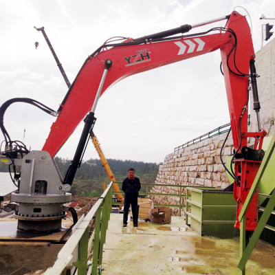 Stationary type pedestal rock breaker boom system