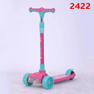 Children's Scooters, Children's 3-wheel Music Glowing Folding Toys, Outdoor Sliding Sports, Boys and Girls