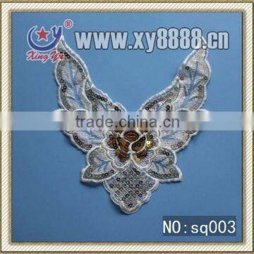 2016 most popular fashionable sequin net embroidery lace trim gorget