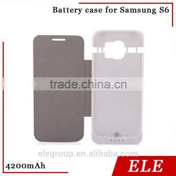 Battery case with leather cover for samsung galaxy s6 edge Power case for samsunge S6 4200mAh