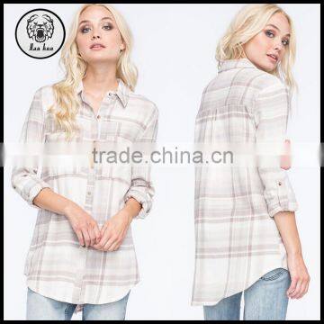 Autumn 2015 Tantan Plaid Flannel Shirt for Women