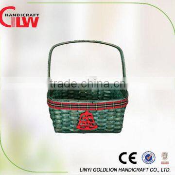 Wood chip Christmas basket with handle