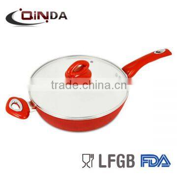 Aluminum non-stick ceramic wok pan with glass lid QD-WC003