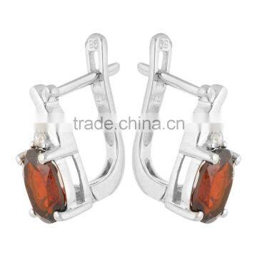 925 Sterling Silver Women Garnet Ring Earring Set photo-5