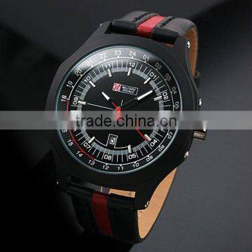 Brand New Mens Aiator Style Military Black Leather Band Quartz Army Watch MR071