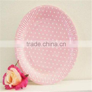 9 Inch Pink&White Striped Round Wedding Party Paper Plates,Paper Dish China Wholesales                        
                                                Quality Choice