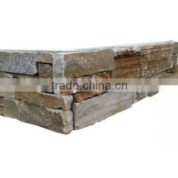 Golden quartzite cement wall cladding slates with corner