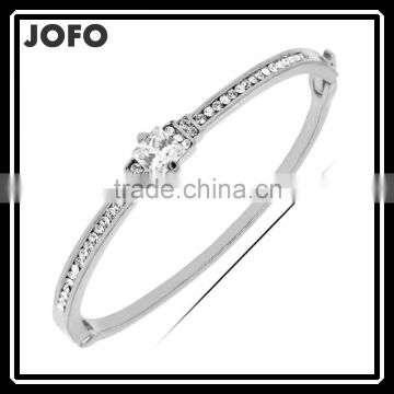 Hot Sell Women Silver Plated Bangle Crystal Cuff Elegant Bracelet Jewelry Gift