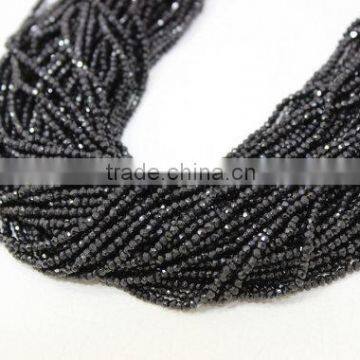 Black Spinel 100% Natural Faceted Roundlle Beads 13" Inches 2X2.5MM Approx Good Quality On Wholesale Price.