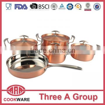 high quality 7 pcs tri-ply copper pans & pots for wholesale