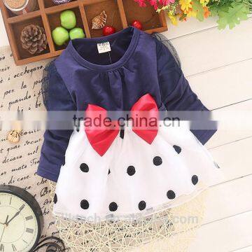 Bow Knot and Dot Dresses Fall Kids Clothing