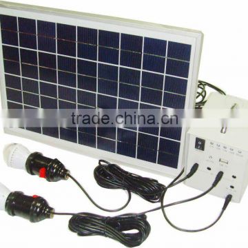 home 10W solar system , 2 LED lights,1*5V USB, 4*12V output