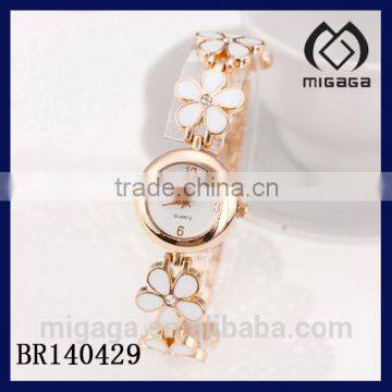 2014 wholesale gold plated watch alloy flower bracelet watch for sale