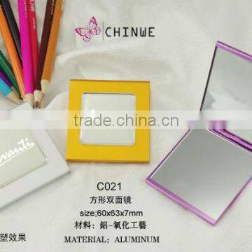 Compact Square Aluminum Foldable Makeup Mirror /Lady Favourite Elegant Handheld Professional Makeup Mirror With Epoxy Logo