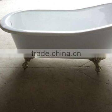 60" Freestanding Shower and Bathing Cast Iron Slipper Bath Tub photo-3