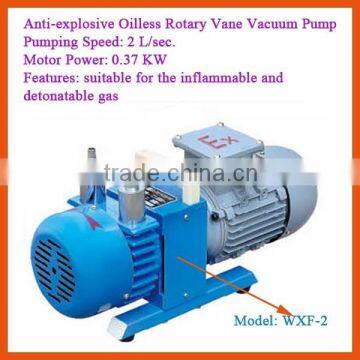 Anti-explosive Oilless Rotary Vane Vacuum Pump, Pumping Speed: 2 L/sec., Motor Power: 0.37KW, Suitable for Inflammable Gas