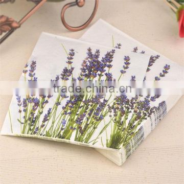 20pcs Spring purple Lavender Flowers Printed Paper Napkins Food-grade Tissue for coffee shop table accessories Party Placemats