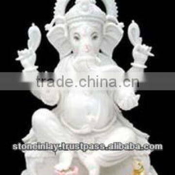 Decorative White Marble Ganesha Statue