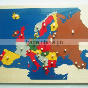 Hot Selling Educational Wooden Toys Europe Map Puzzle