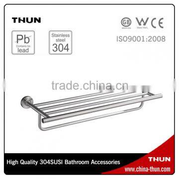 2015 New Designed Bathroom Accessories Wall-mounted Steel Brushed Single Tier Glass Shelf
