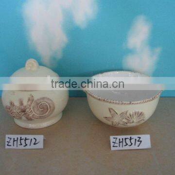 Ceramic Sugar Jar and Bowl