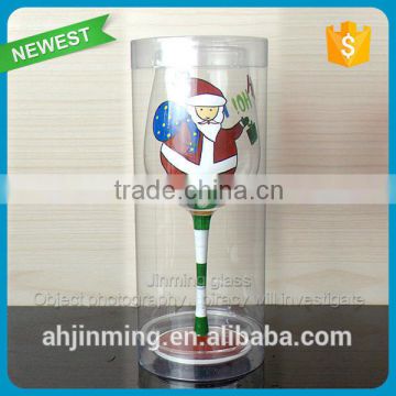 Hot sale red wine glass with colorful logo wholesale