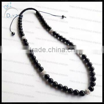 Black agate shamballa necklace