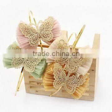 Unique Wavy Chiffon Hair Bows,Crochet Butterfly With Chiffon Bow photo-4