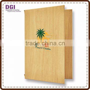 A4 Paper Accessories Amenities Hotel Used Wooden Menu Holder Leather Book