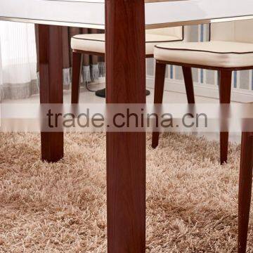 Glass Top Wooden Color Steel Leg Dining Table With Tempered Glass Top photo-4