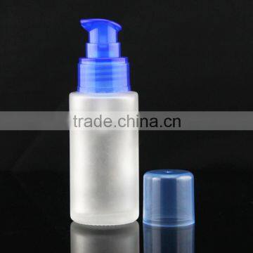Frosted Lotion Glass Bottle With Blue Press Pump photo-2