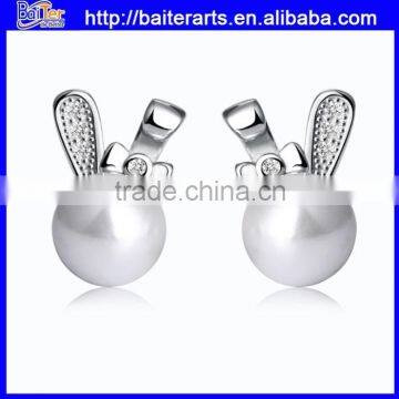 Wholesale Animal Shape 925 Sterling Silver Freshwater Pearl Earrings