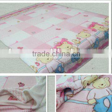 Cute bear print polar fleece baby blanket/fleece fabric polar bear print