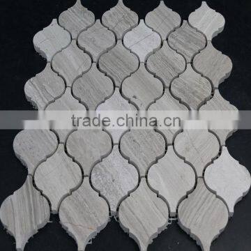 Chinese natural white grey marble mosaic tile