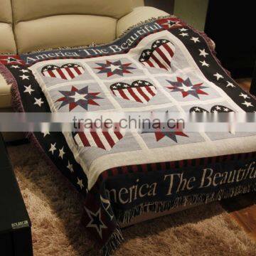 Heavy 100%cotton jacquard woven sofa throws blanket with custom pattern