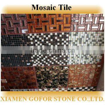 Hot glass stone strip mosaic, glass mix stone mosaic, glass stone mosaic