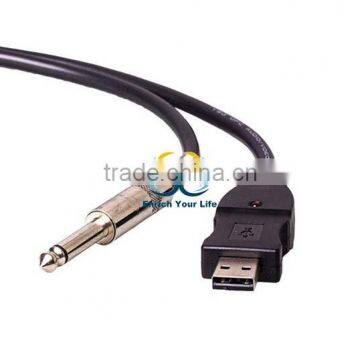 Guitar Bass 1/4" To USB Link Connection Instrument Cable Adapter PC Recording 3M