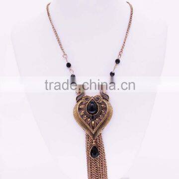 Unique chain Jewelry gold antique Tassels Necklace Fancy Big Heart Pendant Necklace GJ-094