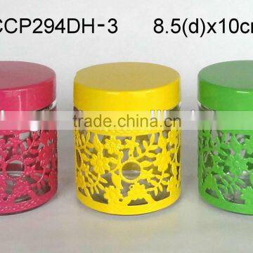 Glass jar with metal casing (CCP294DH-3)