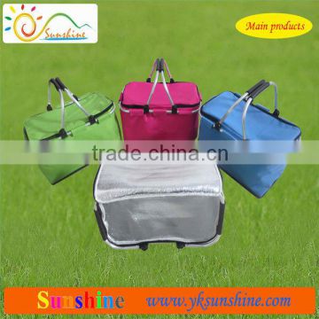 Folding handle basket with aluminum frame