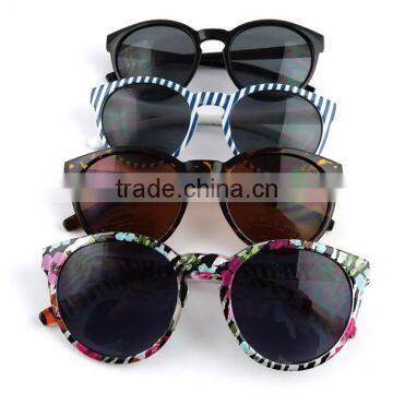 flower printing round sunglasses,retro round sunglasses,stripes printing round sunglasses