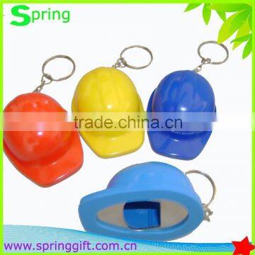 New custom logo bottle opener key chian/ safety helmet bottle opener keychain/ cap opener keychain