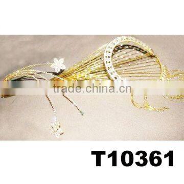 Wedding Rhinestone Gold Tone Bridal Flower Bridal Crown photo-6