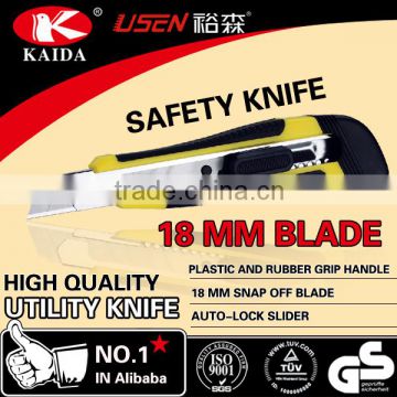 18mm Snap Off Blade Plastic with rubber grip handle Utility Knife