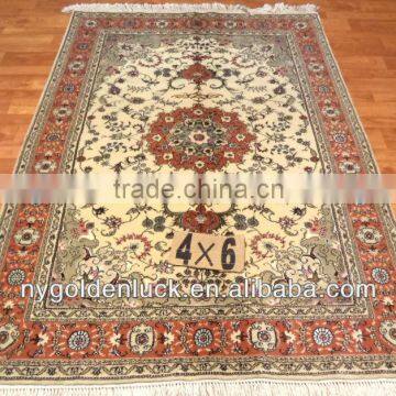 4x6ft hand knotted persian silk and wool blended rugs/carpets