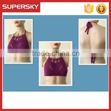 K-47 Handmade Classic Knit Crochet Sexy Genie Bra Ladies Open Back Sexy Bikini Top Women Knti Beach Bustier photo-4